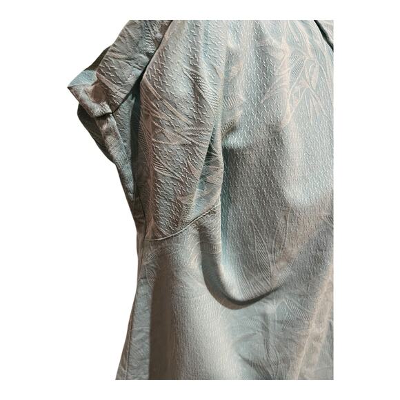 Jamaica Jaxx Blue Embossed 100% Silk Hawaiian Shirt Size XXL Aloha - Picture 9 of 12